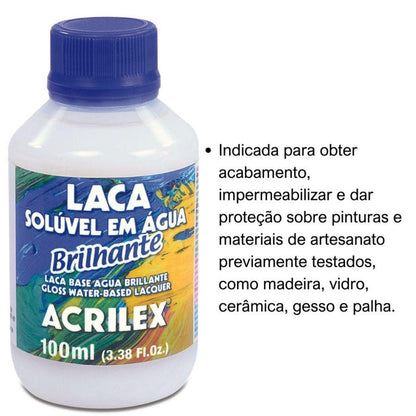 Laca Brilhante Acrilex Solúvel em Água 100ml - Palácio da Arte