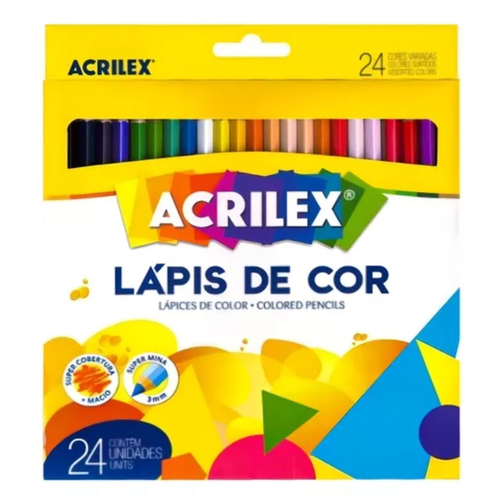 Lápis de Cor Acrilex com 24 unidades Escolar - Palácio da Arte