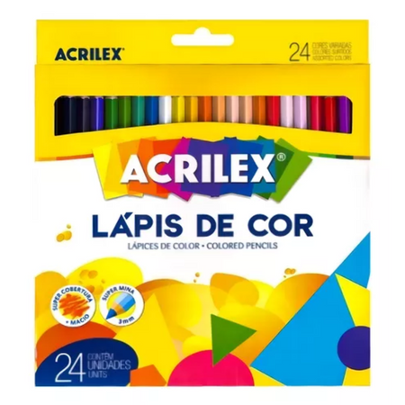 Lápis de Cor Acrilex com 24 unidades Escolar - Palácio da Arte