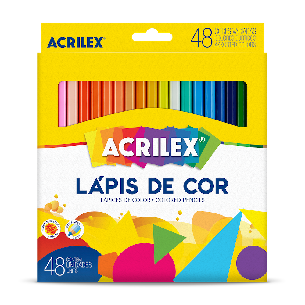 Lápis de Cor Acrilex com 48 unidades Escolar - Palácio da Arte