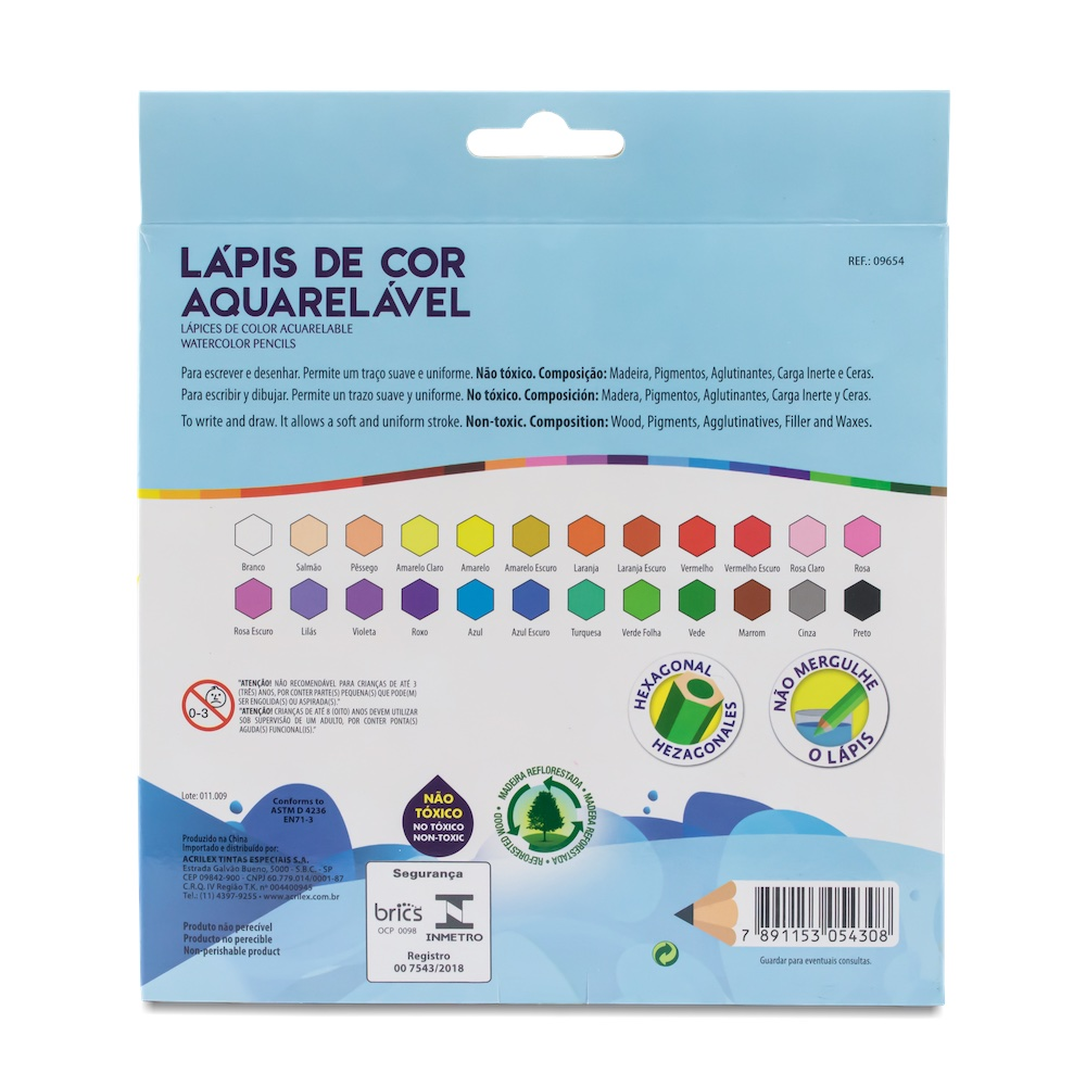 Lápis de Cor Aquarelável Acrilex com 24 unidades - Palácio da Arte
