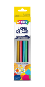 Lápis de Cor Metallic Acrilex com 6 cores - Palácio da Arte