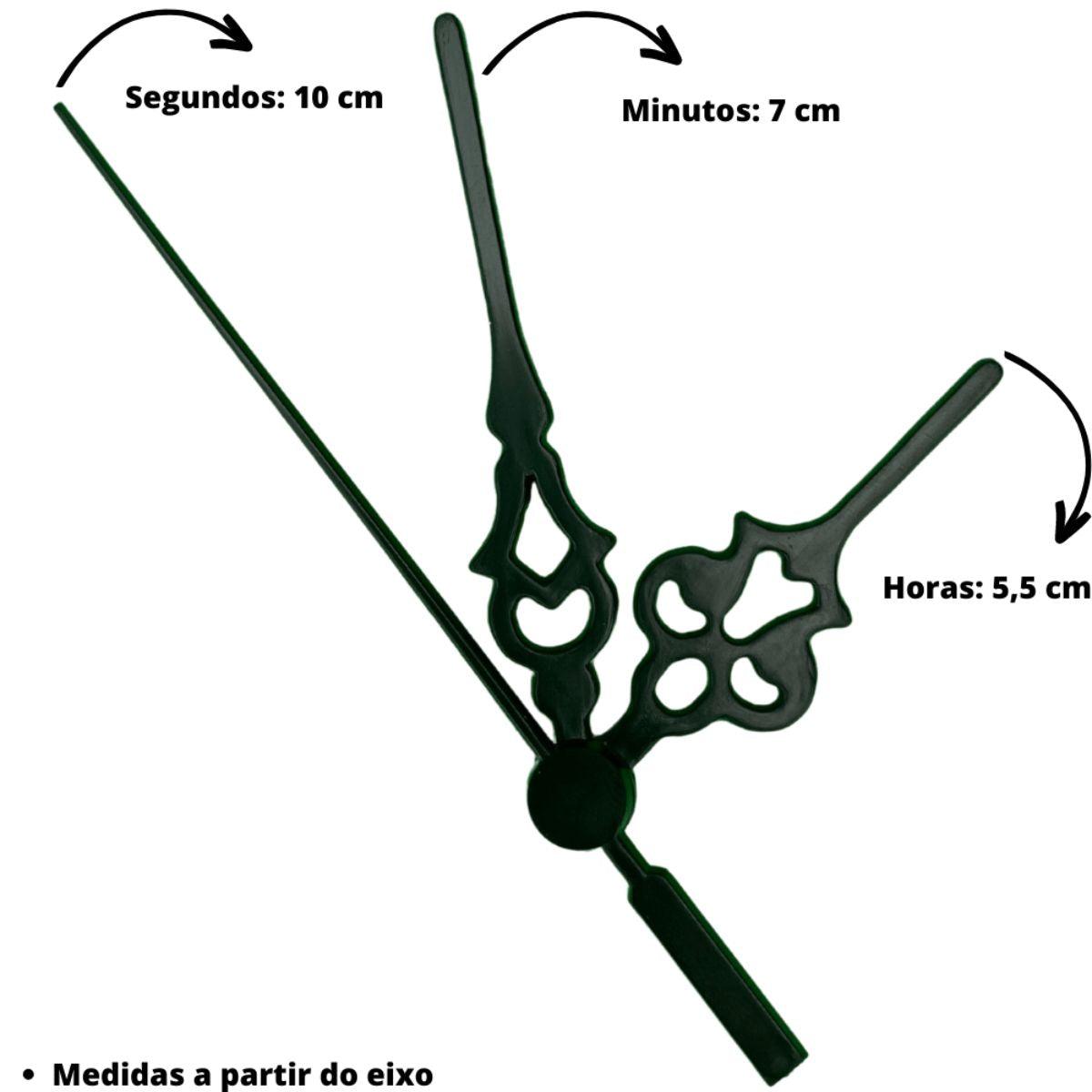 Máquina de Relógio Tic Tac Quartz de Parede 13mm com Ponteiros Colonial 7cm Preto - Palácio da Arte