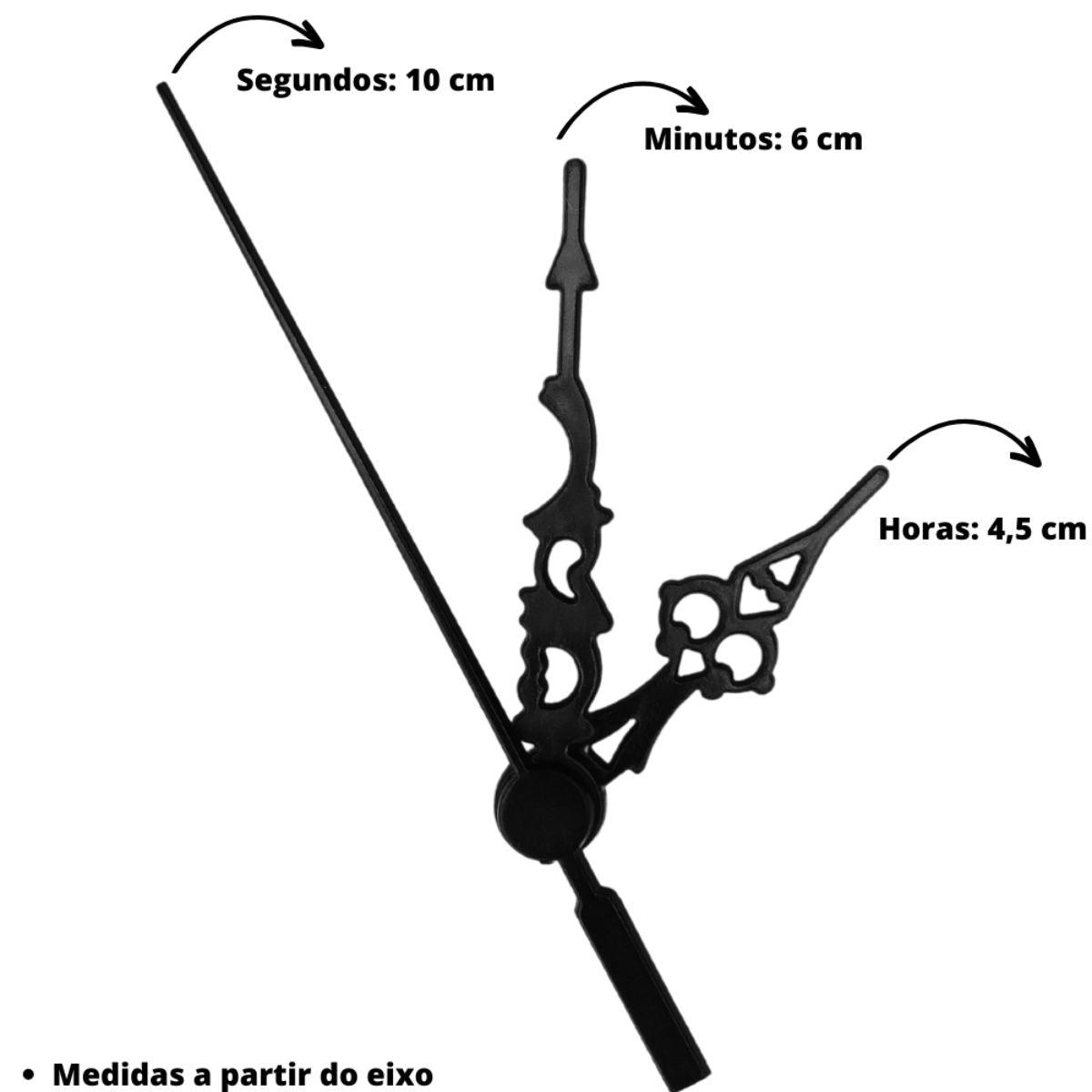 Máquina de Relógio Tic Tac Quartz de Parede 13mm com Ponteiros Luiz XV 6cm Preto - Palácio da Arte