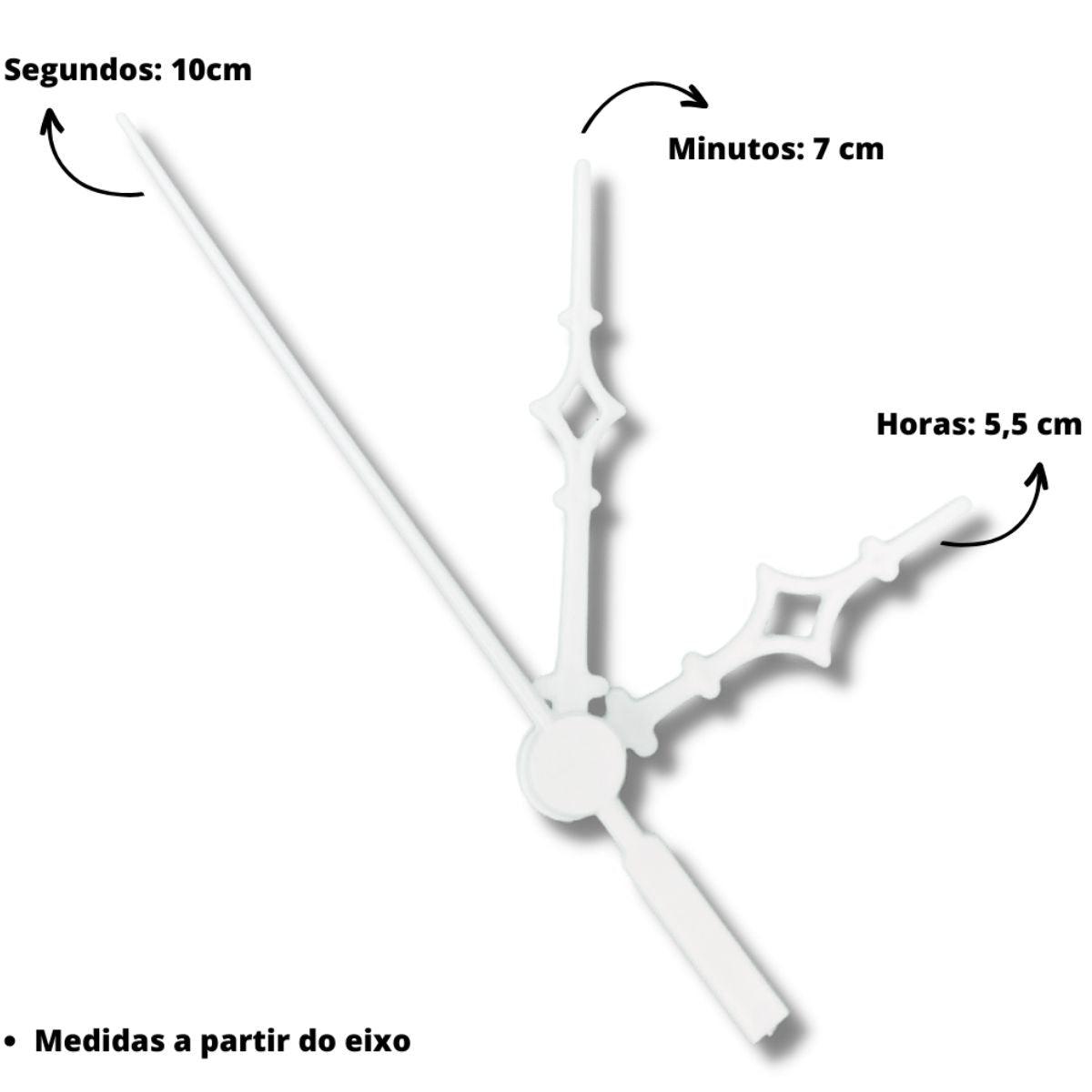 Máquina de Relógio Tic Tac Quartz de Parede 13mm com Ponteiros Universal 7cm Branco - Palácio da Arte