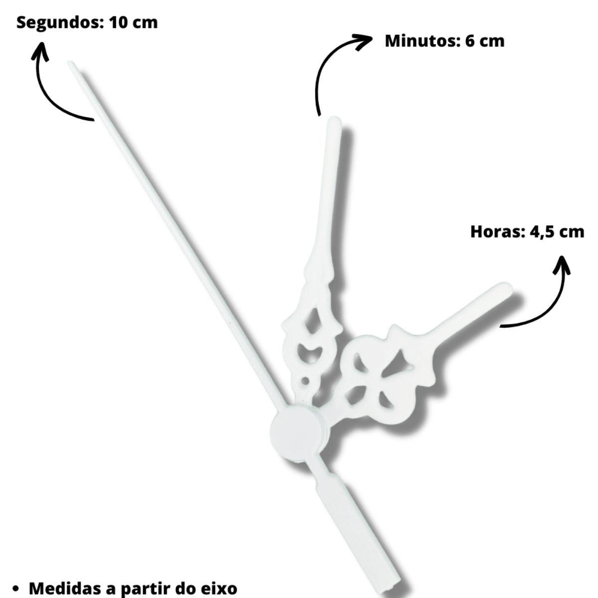 Máquina de Relógio Tic Tac Quartz de Parede 17mm com Ponteiros Colonial 6cm Branco - Palácio da Arte