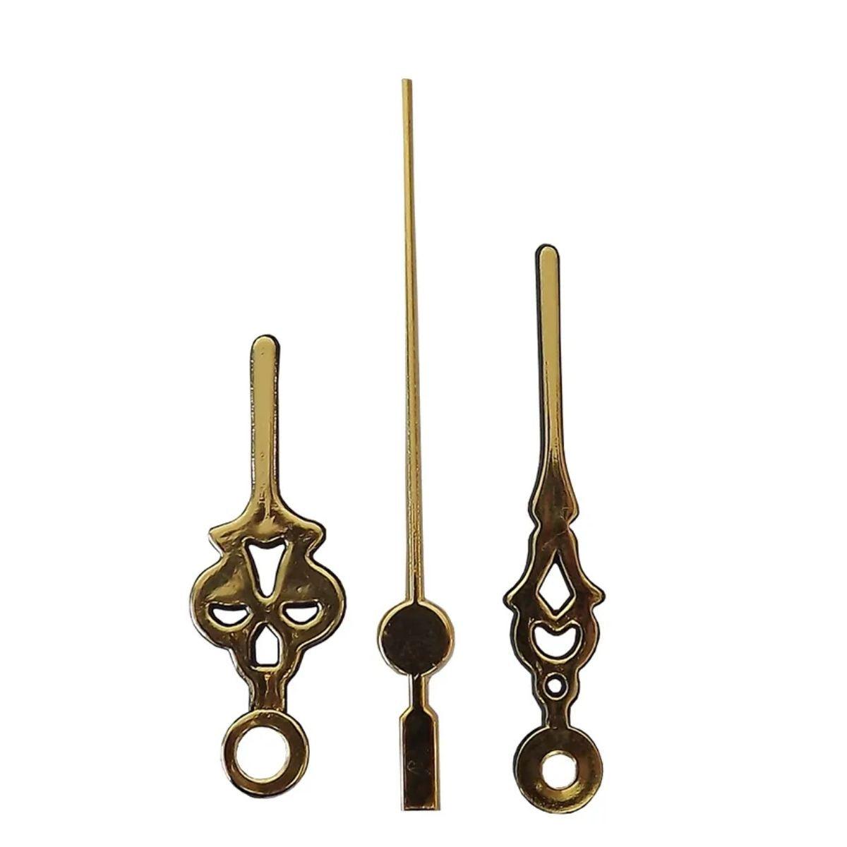 Máquina de Relógio Tic Tac Quartz de Parede 17mm com Ponteiros Colonial 6cm Ouro - Palácio da Arte