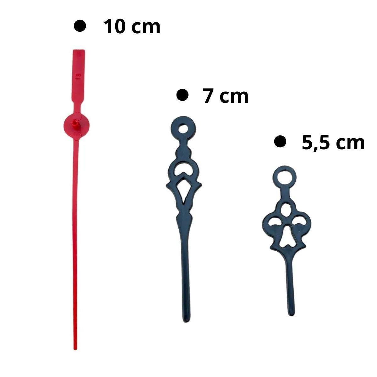 Máquina de Relógio Tic Tac Quartz de Parede 17mm com Ponteiros Colonial 7cm Preto e Vermelho - Palácio da Arte