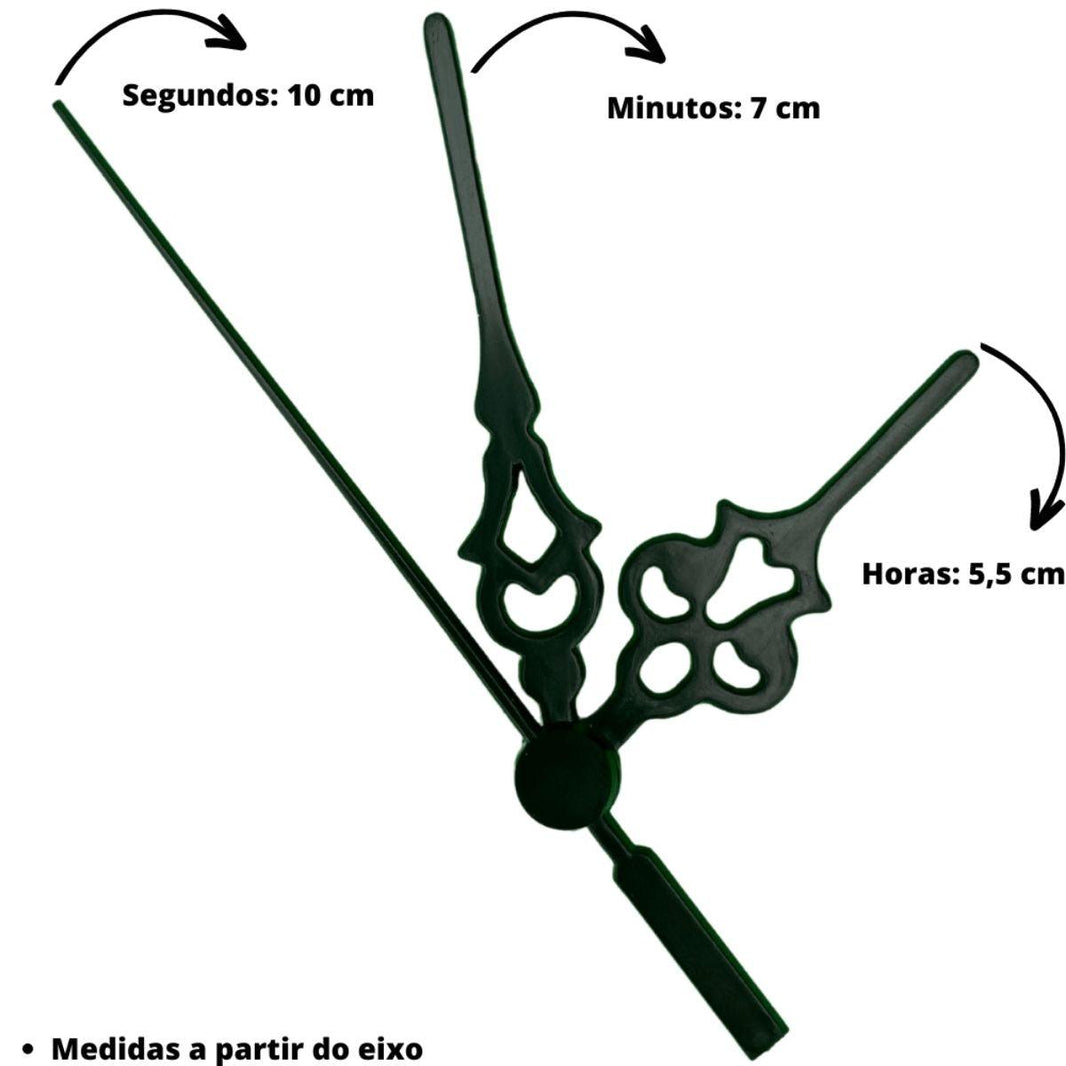 Máquina de Relógio Tic Tac Quartz de Parede 17mm com Ponteiros Colonial 7cm Preto - Palácio da Arte