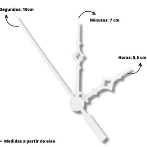 Máquina de Relógio Tic Tac Quartz de Parede 17mm com Ponteiros Universal 7cm Branco - Palácio da Arte