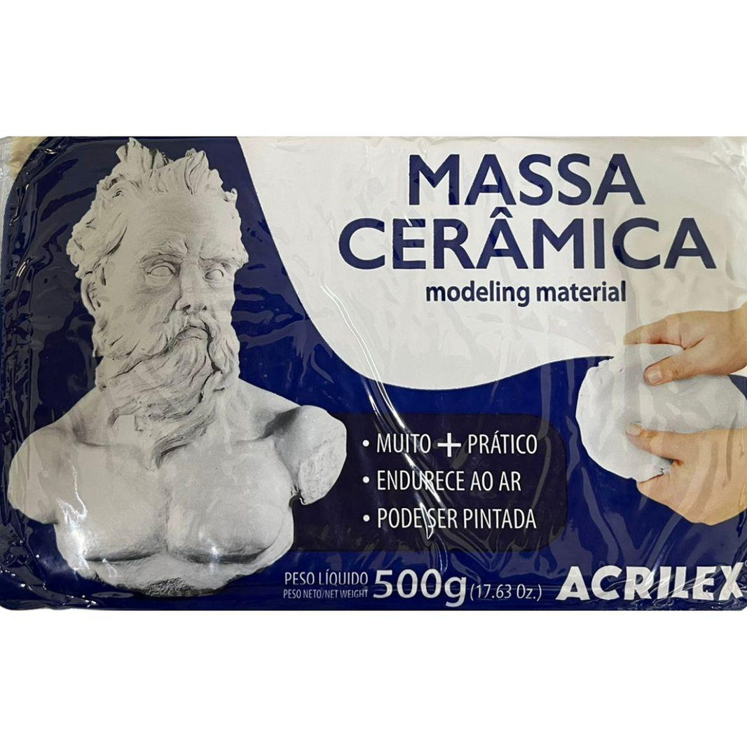 Massa Cerâmica Acrilex 500g Pronta para Modelagem 519 Branco - Palácio da Arte