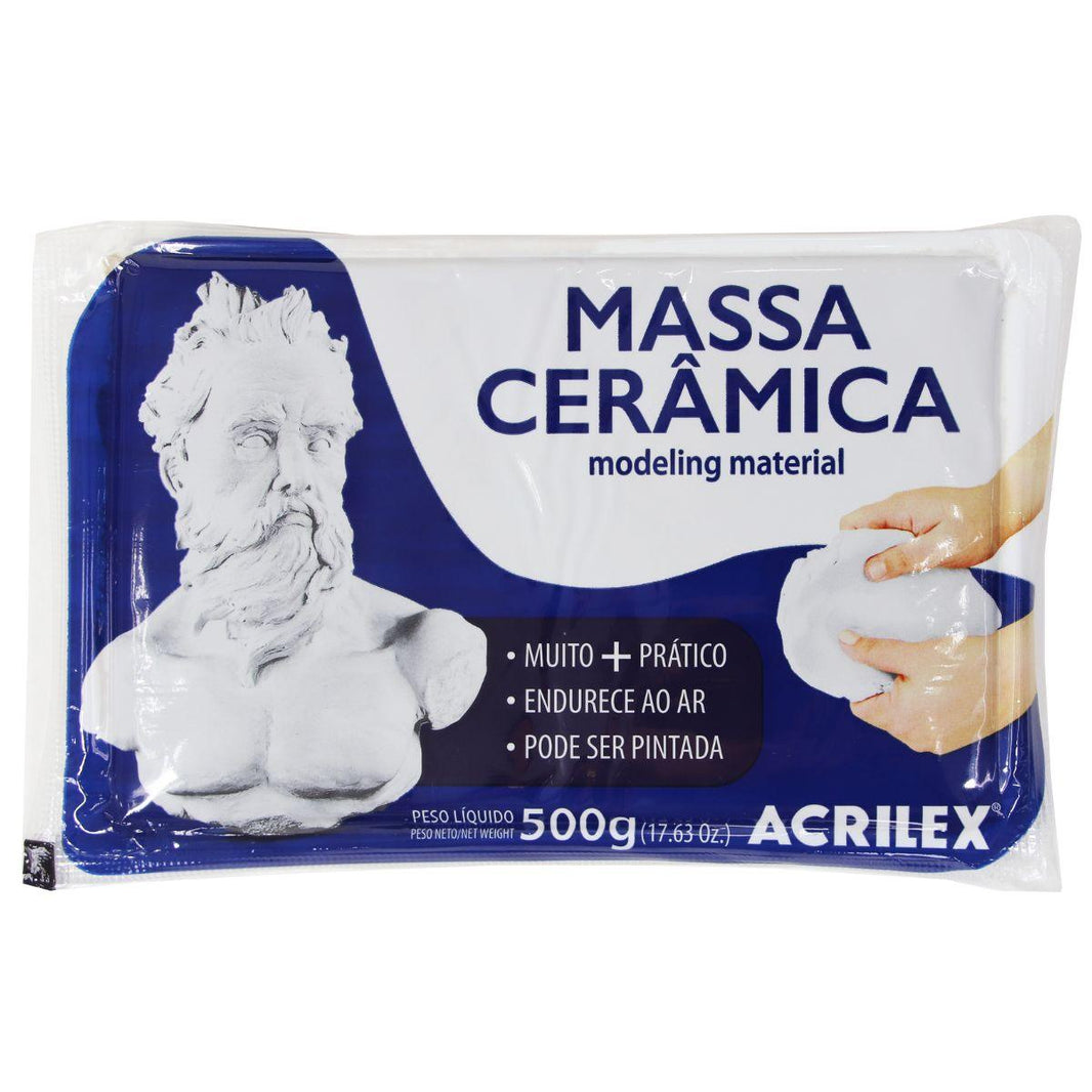 Massa Cerâmica Acrilex 500g Pronta para Modelagem 519 Branco - Palácio da Arte
