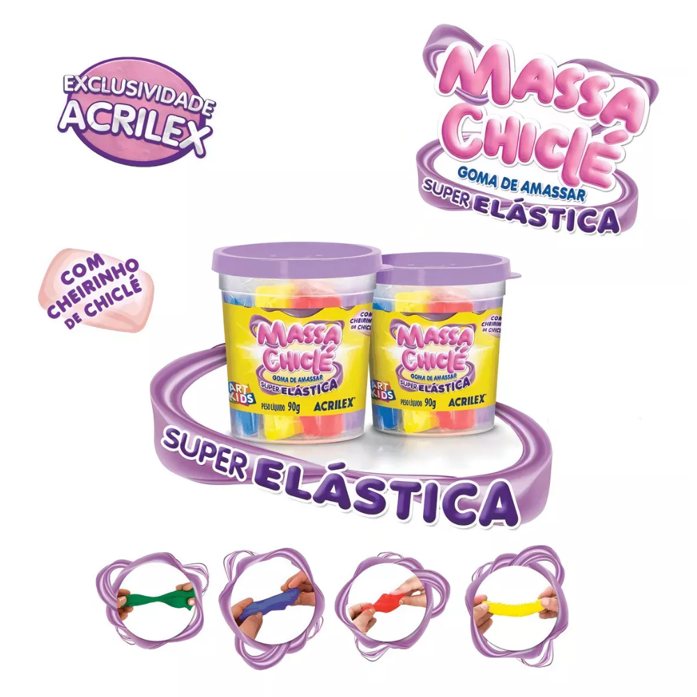 Massa Chiclé Acrilex 90g Goma de Amassar Super Elástica - Palácio da Arte