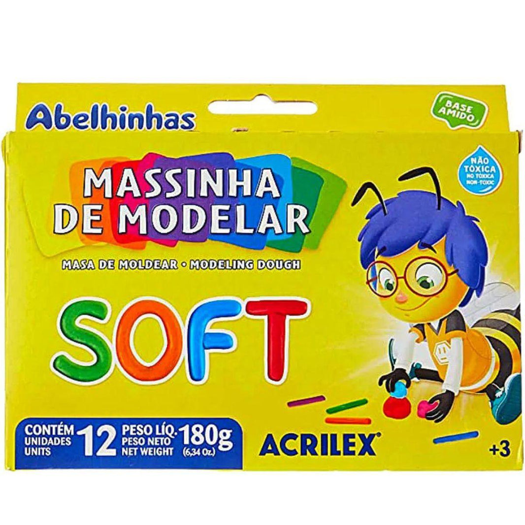 Massinha de Modelar Soft Acrilex 180g com 12 unidades - Palácio da Arte