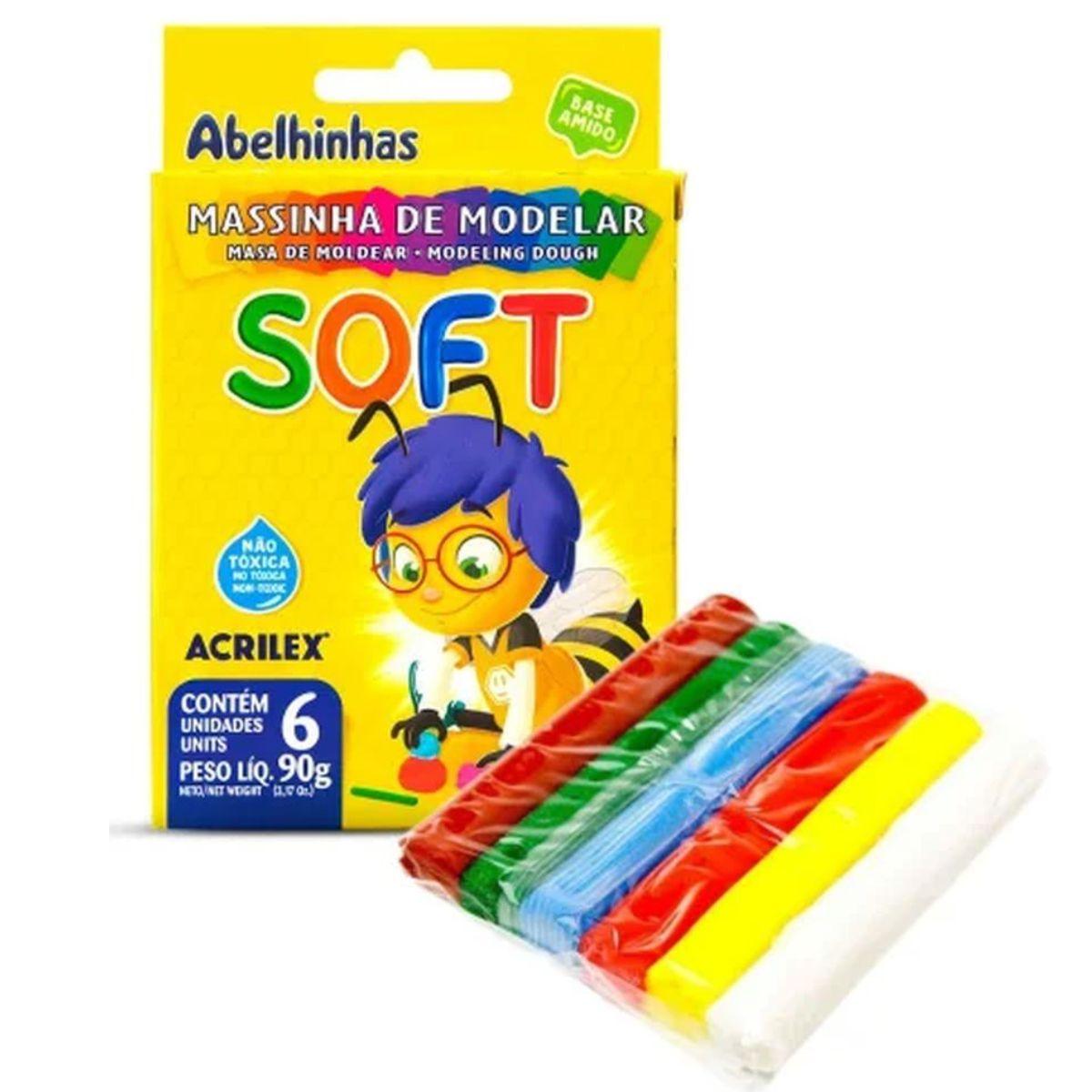 Massinha de Modelar Soft Acrilex 90g com 6 unidades - Palácio da Arte