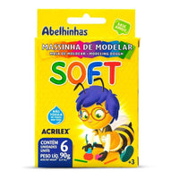 Massinha de Modelar Soft Acrilex 90g com 6 unidades - Palácio da Arte