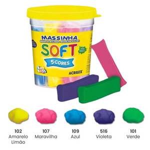 Massinha de Modelar Soft Acrilex Pote 325g com 5 unidades - Palácio da Arte