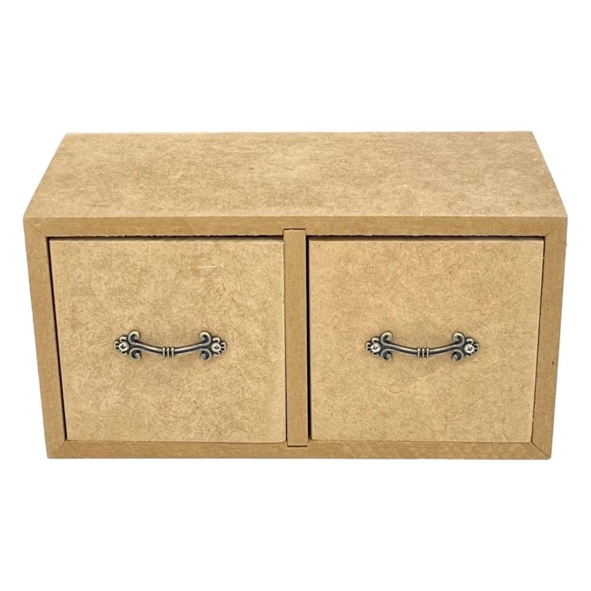 Mini Cômoda em MDF 2 Gavetas Lisa e Puxador 23x10,7x12cm - Palácio da Arte