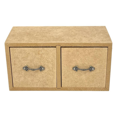 Mini Cômoda em MDF 2 Gavetas Lisa e Puxador 23x10,7x12cm - Palácio da Arte