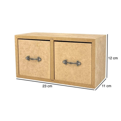 Mini Cômoda em MDF 2 Gavetas Lisa e Puxador 23x10,7x12cm - Palácio da Arte