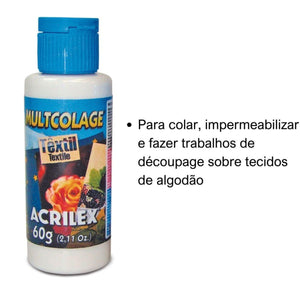 Multcolage Cola Gel Têxtil Acrilex 60g - Palácio da Arte