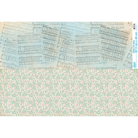 Papel de Seda Litoarte PSLN-016 Natal Pautas Musicais e Verdinhos 67,5x46cm - Palácio da Arte