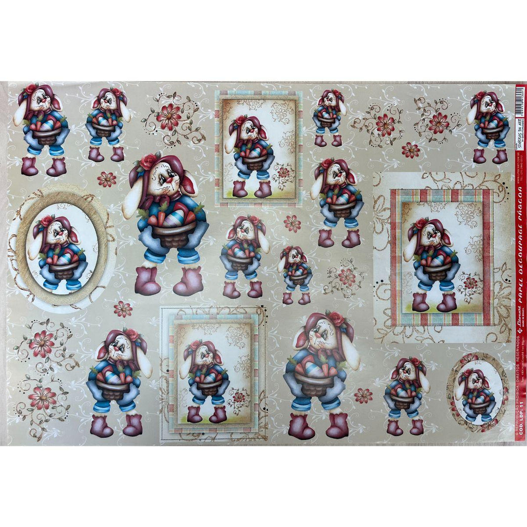 Papel Decoupage 34x48 LDP-011 Páscoa Coelhinha Fazendeira - Palácio da Arte