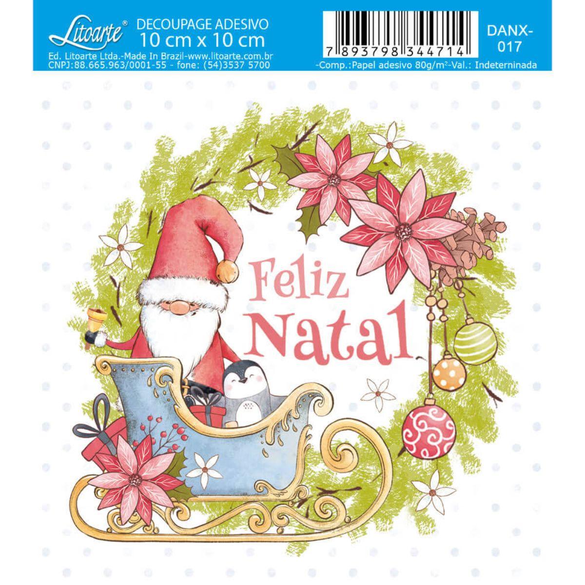 Papel Decoupage Adesiva Litoarte DANX-017 Feliz Natal 10x10cm - Palácio da Arte