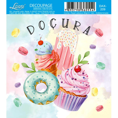 Papel Decoupage Adesiva Litoarte DAX-209 Doçura 10x10cm - Palácio da Arte