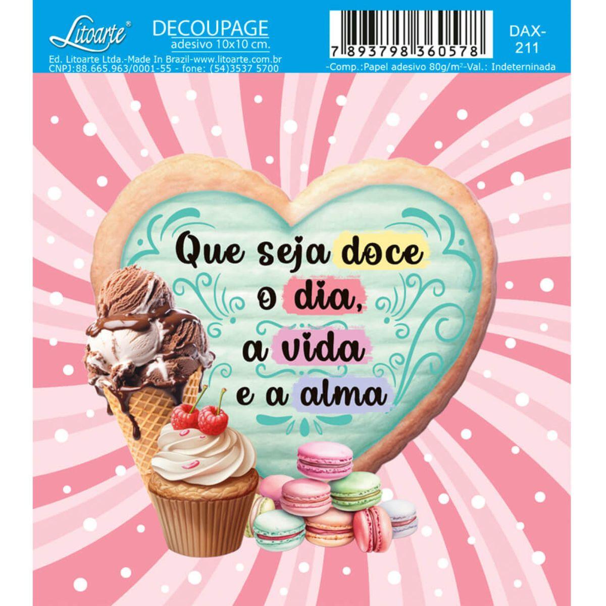 Papel Decoupage Adesiva Litoarte DAX-211 Que Seja Doce 10x10cm - Palácio da Arte