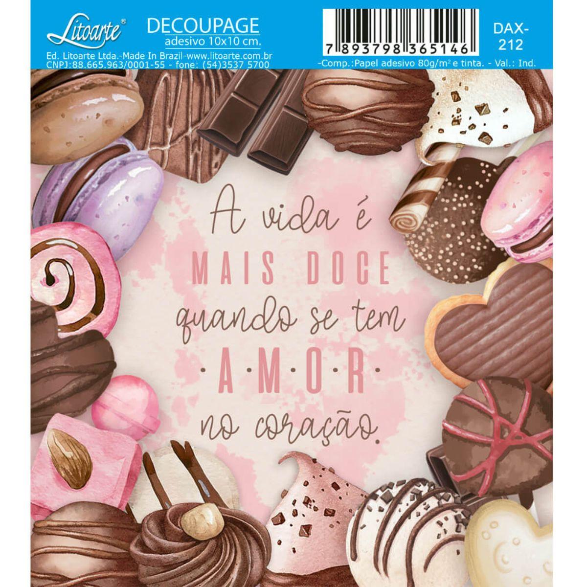 Papel Decoupage Adesiva Litoarte DAX-212 Doce Vida 10x10cm - Palácio da Arte