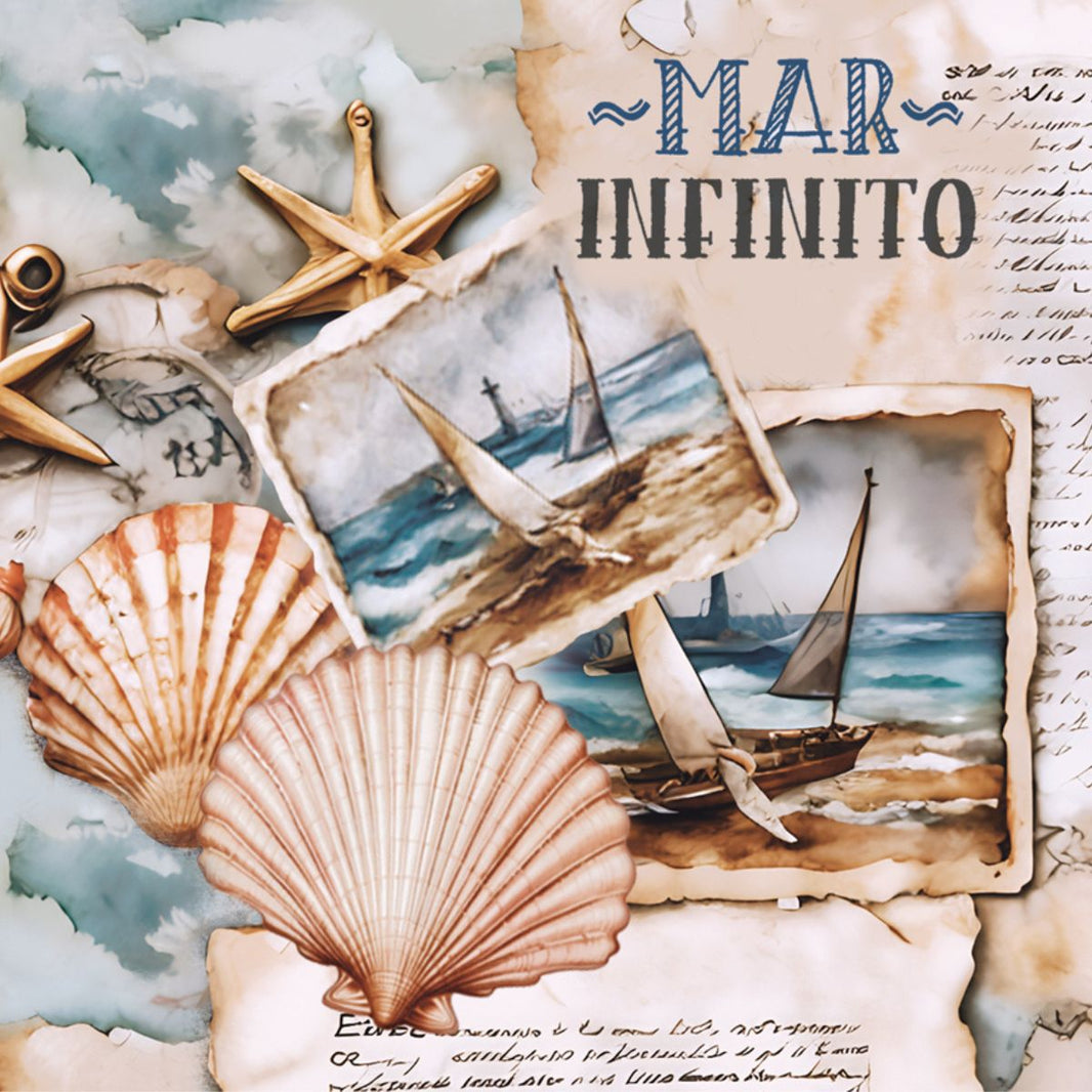 Papel Decoupage Adesiva Litoarte DAX-221 Mar Doce Lar 10x10cm - Palácio da Arte