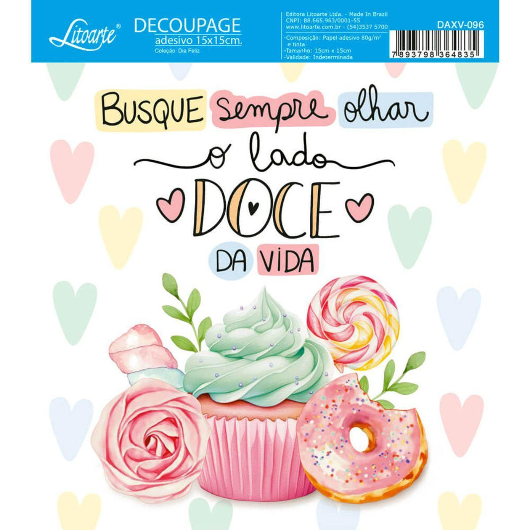 Papel Decoupage Adesiva Litoarte DAXV-096 Sempre 15x15cm - Palácio da Arte
