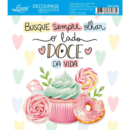Papel Decoupage Adesiva Litoarte DAXV-096 Sempre 15x15cm - Palácio da Arte