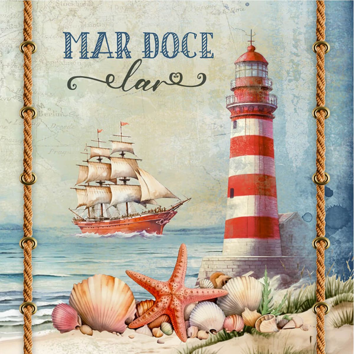 Papel Decoupage Adesiva Litoarte DAXV-100 Mar Doce Lar 15x15cm - Palácio da Arte