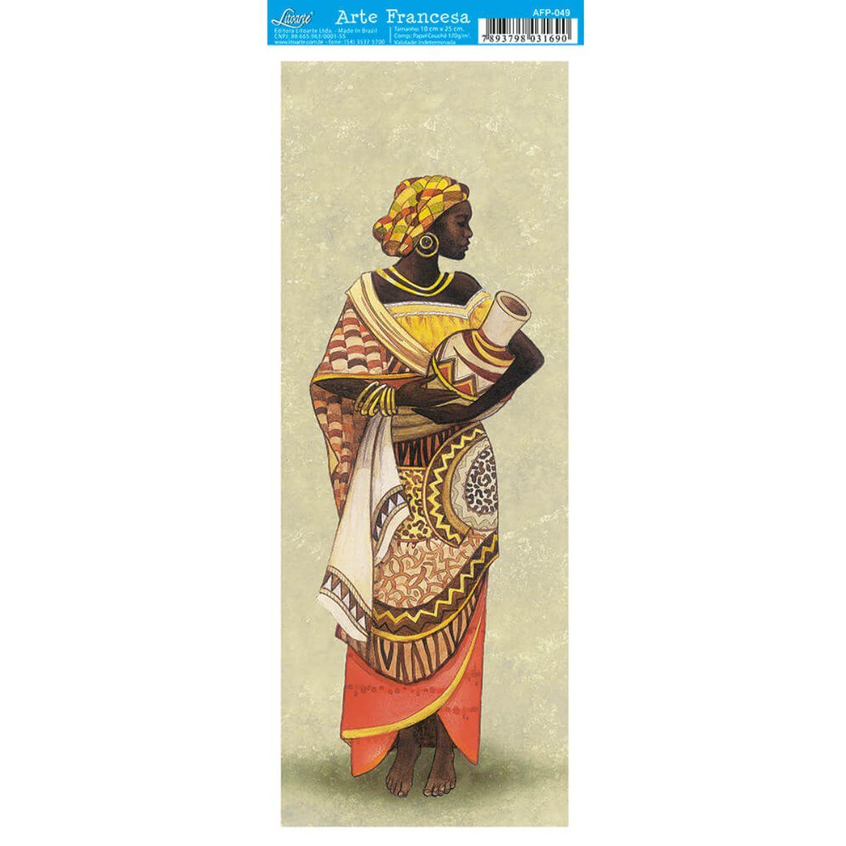 Papel Decoupage Arte Francesa Litoarte AFP-049 Africana Segurando Vaso 25x10cm - Palácio da Arte