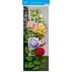 Papel Decoupage Arte Francesa Litoarte AFVM-059 Rosas Coloridas 17x42cm - Palácio da Arte