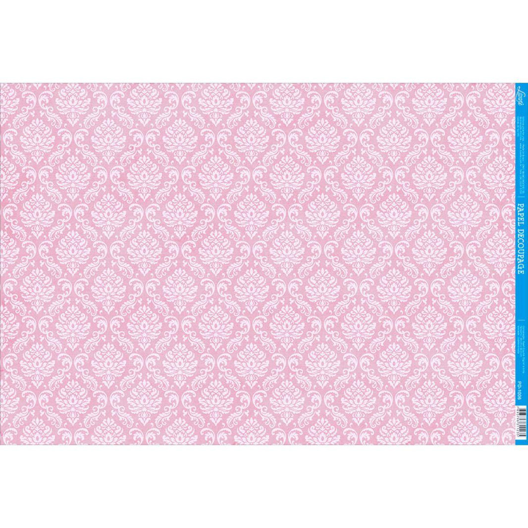 Papel Decoupage Litoarte PD-1006 Estampa Arabesco Rosa 49x34,3cm - Palácio da Arte