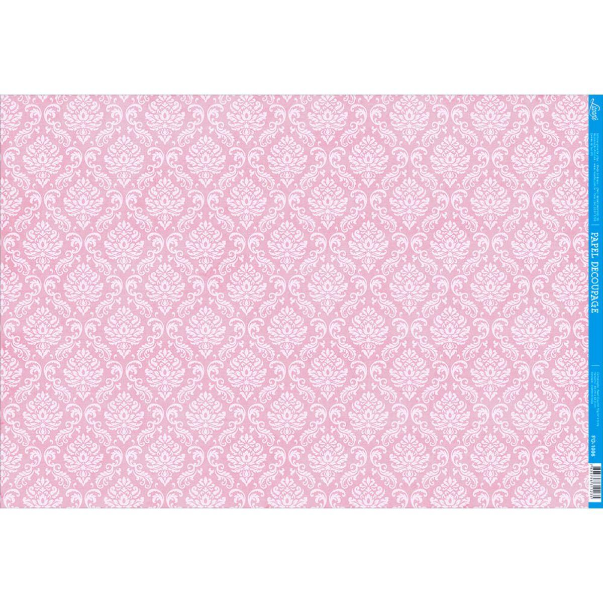 Papel Decoupage Litoarte PD-1006 Estampa Arabesco Rosa 49x34,3cm - Palácio da Arte