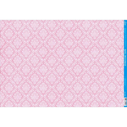 Papel Decoupage Litoarte PD-1006 Estampa Arabesco Rosa 49x34,3cm - Palácio da Arte