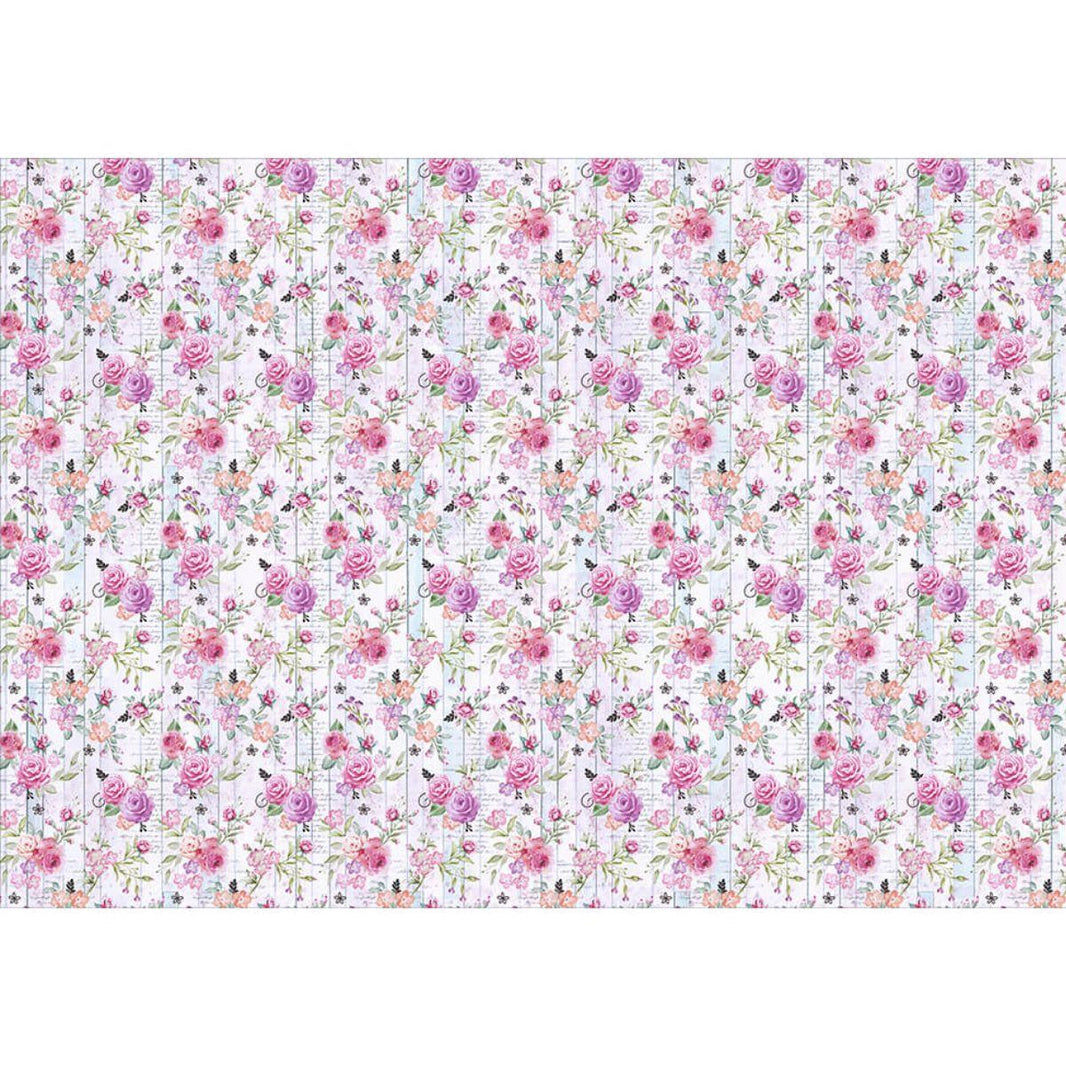 Papel Decoupage Litoarte PD-1009 Rosas Aquarela I 49x34,3cm - Palácio da Arte