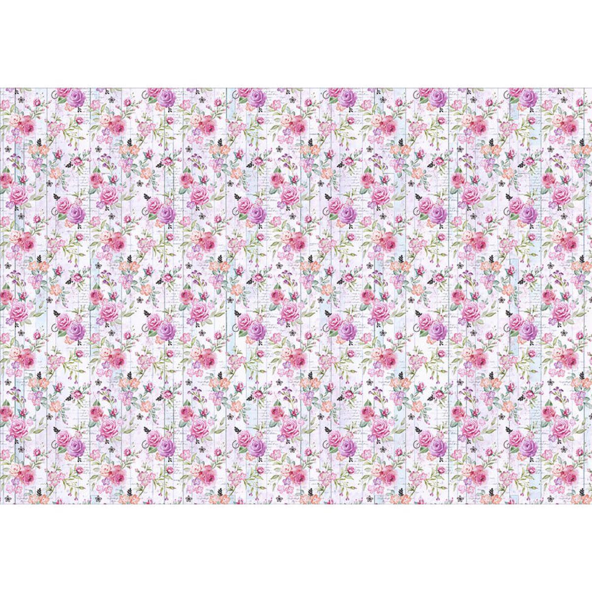 Papel Decoupage Litoarte PD-1009 Rosas Aquarela I 49x34,3cm - Palácio da Arte