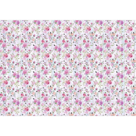 Papel Decoupage Litoarte PD-1009 Rosas Aquarela I 49x34,3cm - Palácio da Arte