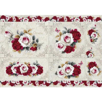 Papel Decoupage Litoarte PD-1018 Rosas Vermelha e Branca 49x34,3cm - Palácio da Arte