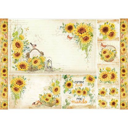 Papel Decoupage Litoarte PD-1033 Girassol Vintage 49x34,3cm - Palácio da Arte