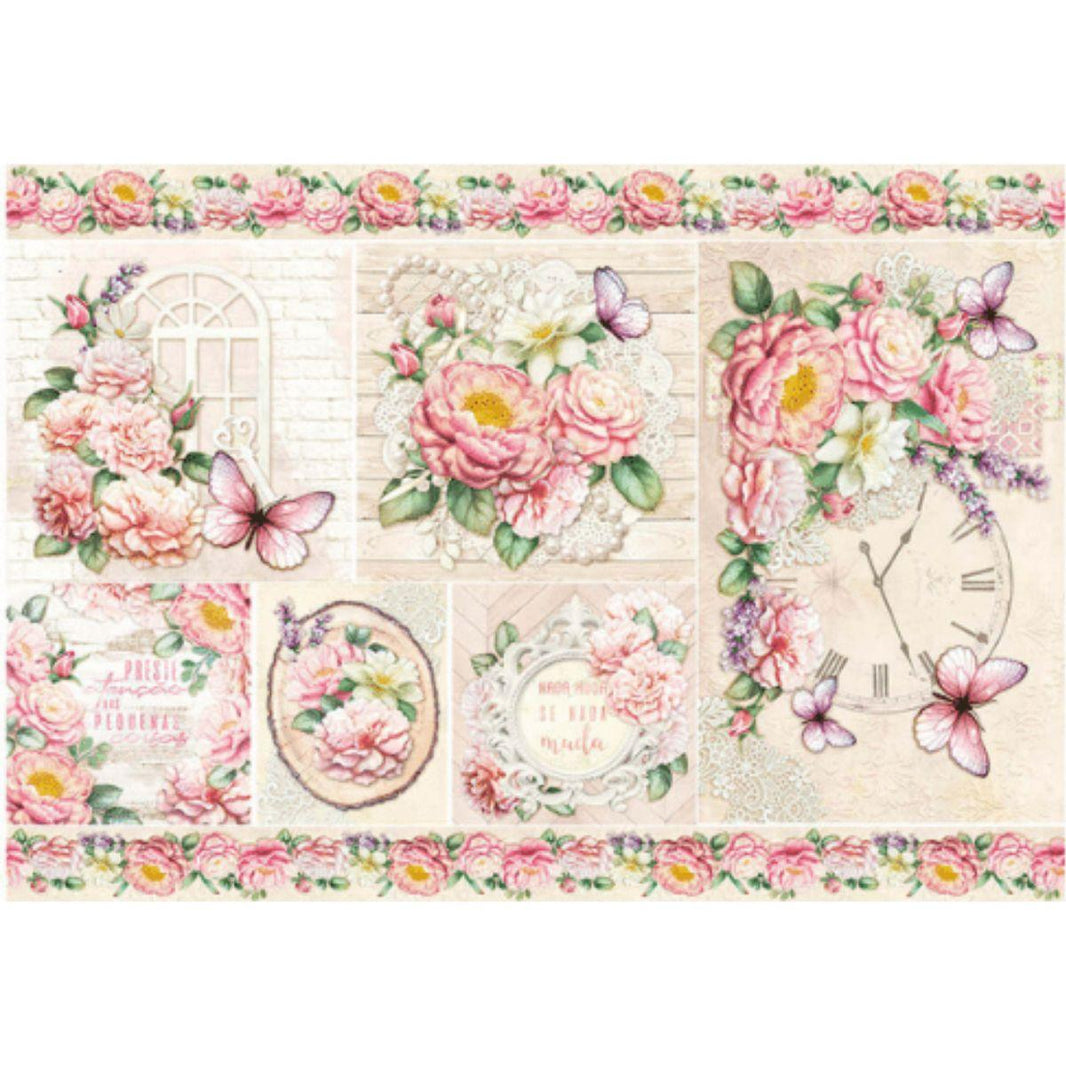 Papel Decoupage Litoarte PD-1040 Flores e Janelas 49x34,3cm - Palácio da Arte