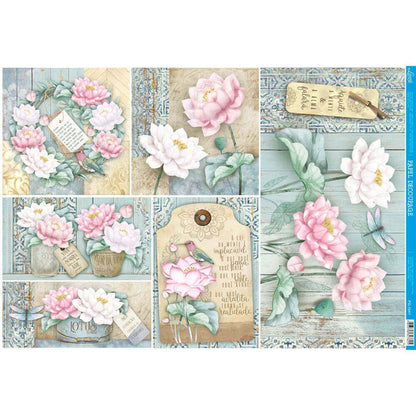 Papel Decoupage Litoarte PD-1041 Flor de Lótus 49x34,3cm - Palácio da Arte