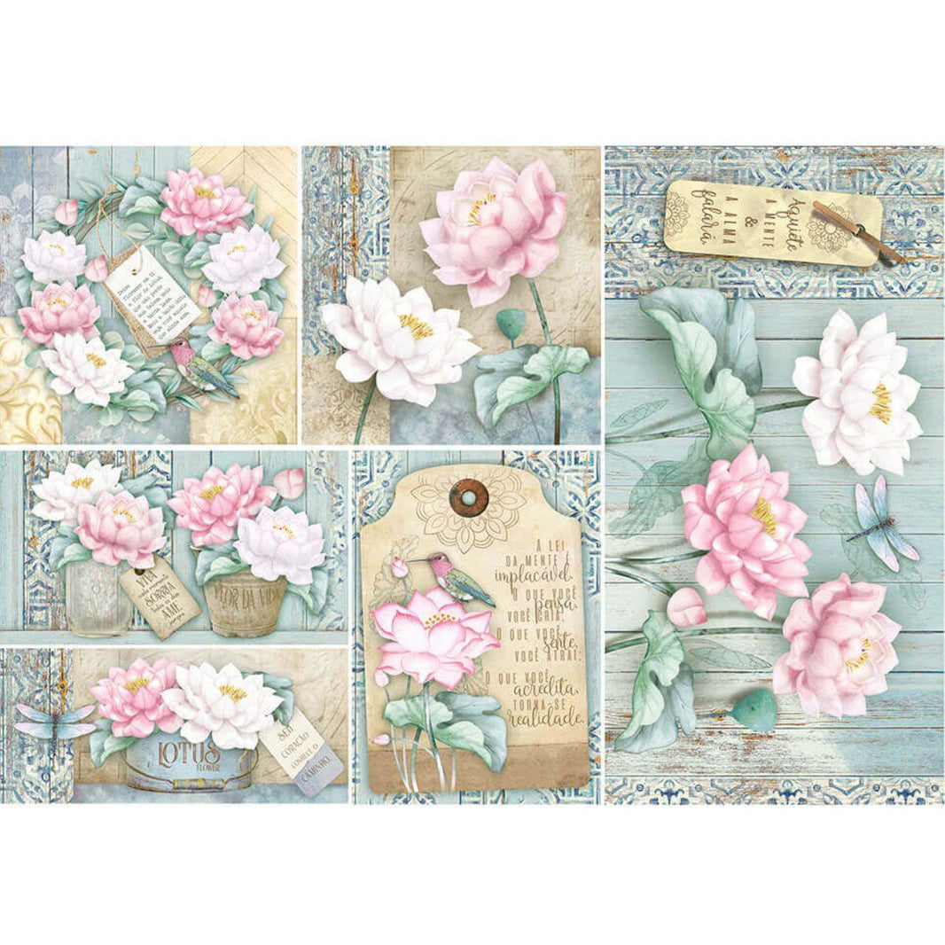 Papel Decoupage Litoarte PD-1041 Flor de Lótus 49x34,3cm - Palácio da Arte