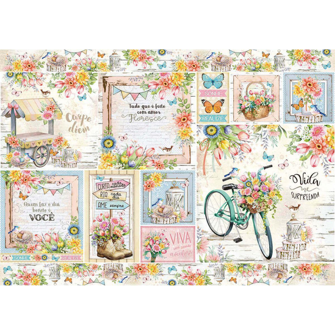 Papel Decoupage Litoarte PD-1042 Jardim 49x34,3cm - Palácio da Arte