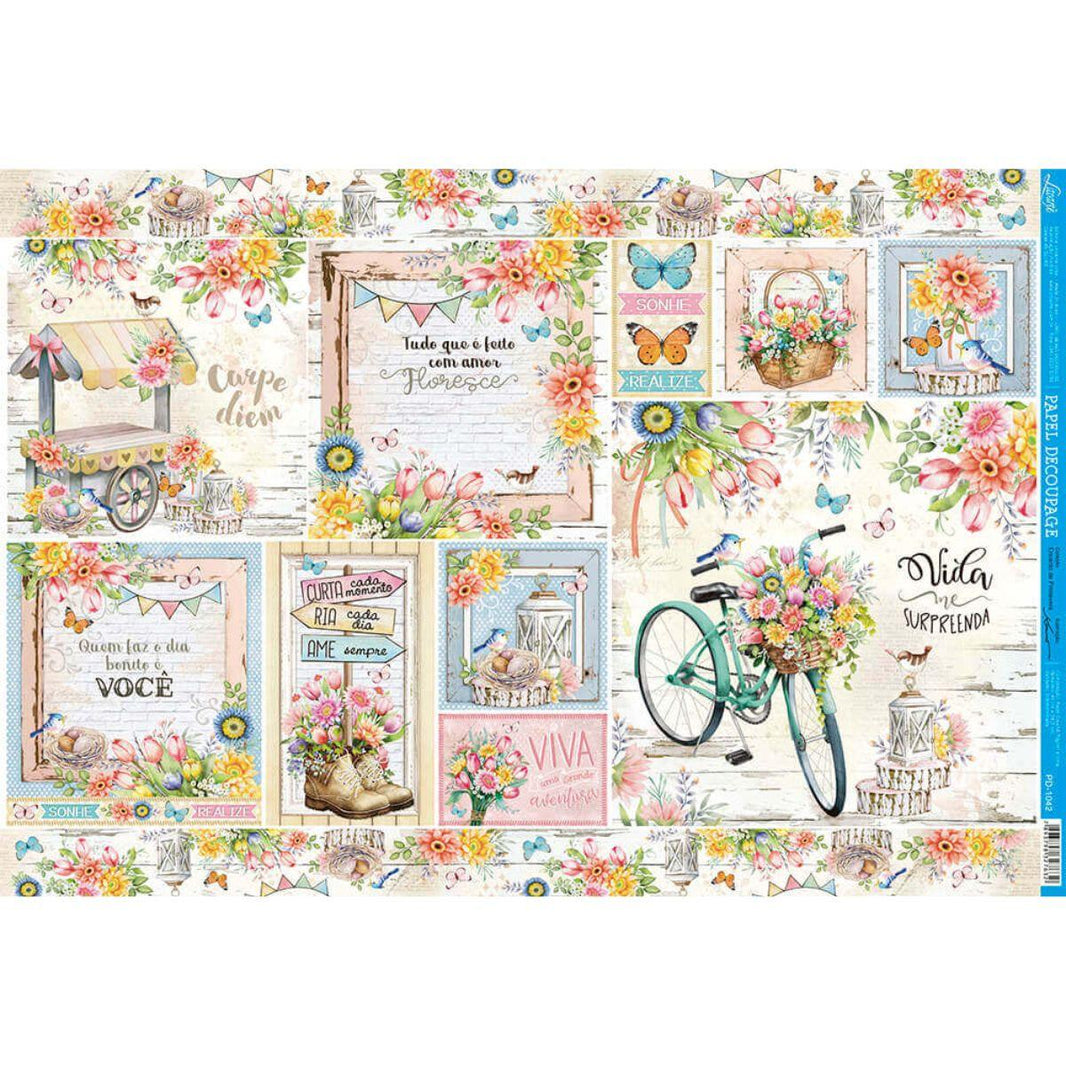 Papel Decoupage Litoarte PD-1042 Jardim 49x34,3cm - Palácio da Arte